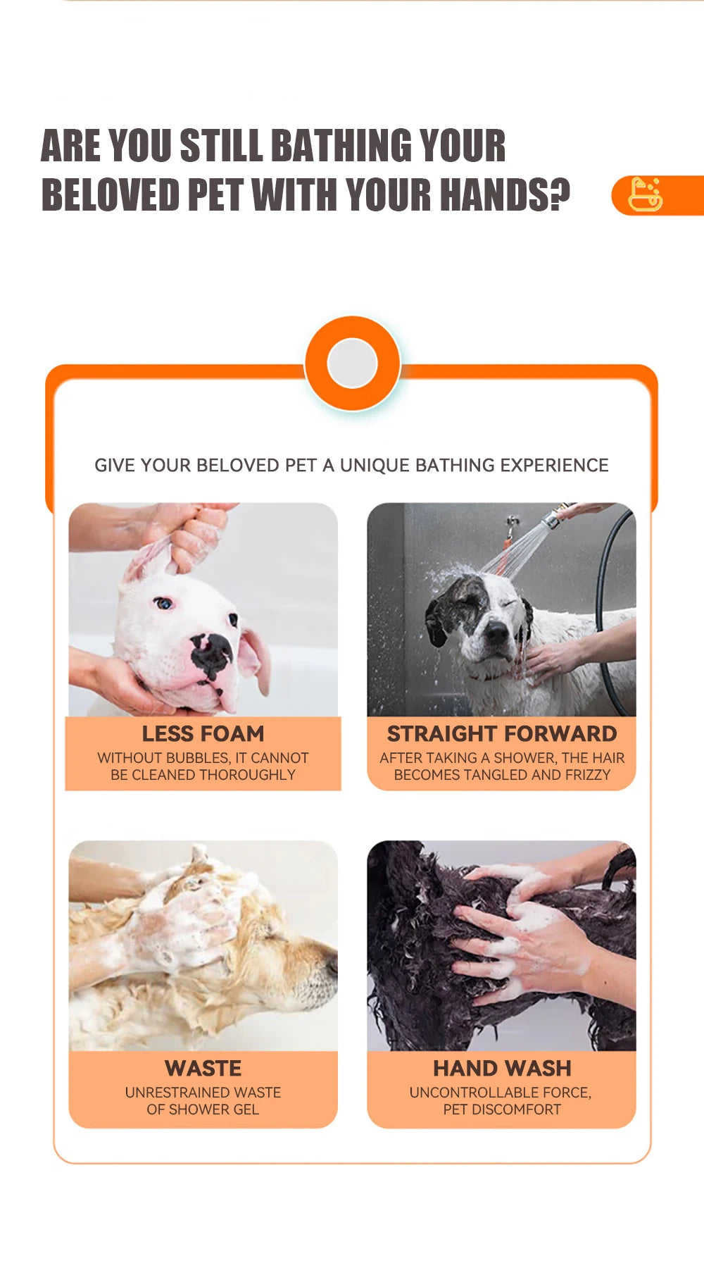Brosse de bain en silicone souple pour animaux de compagnie, massage, distributeur de shampoing, poils en caoutchouc, douche, outil de toilettage, chiens et chats