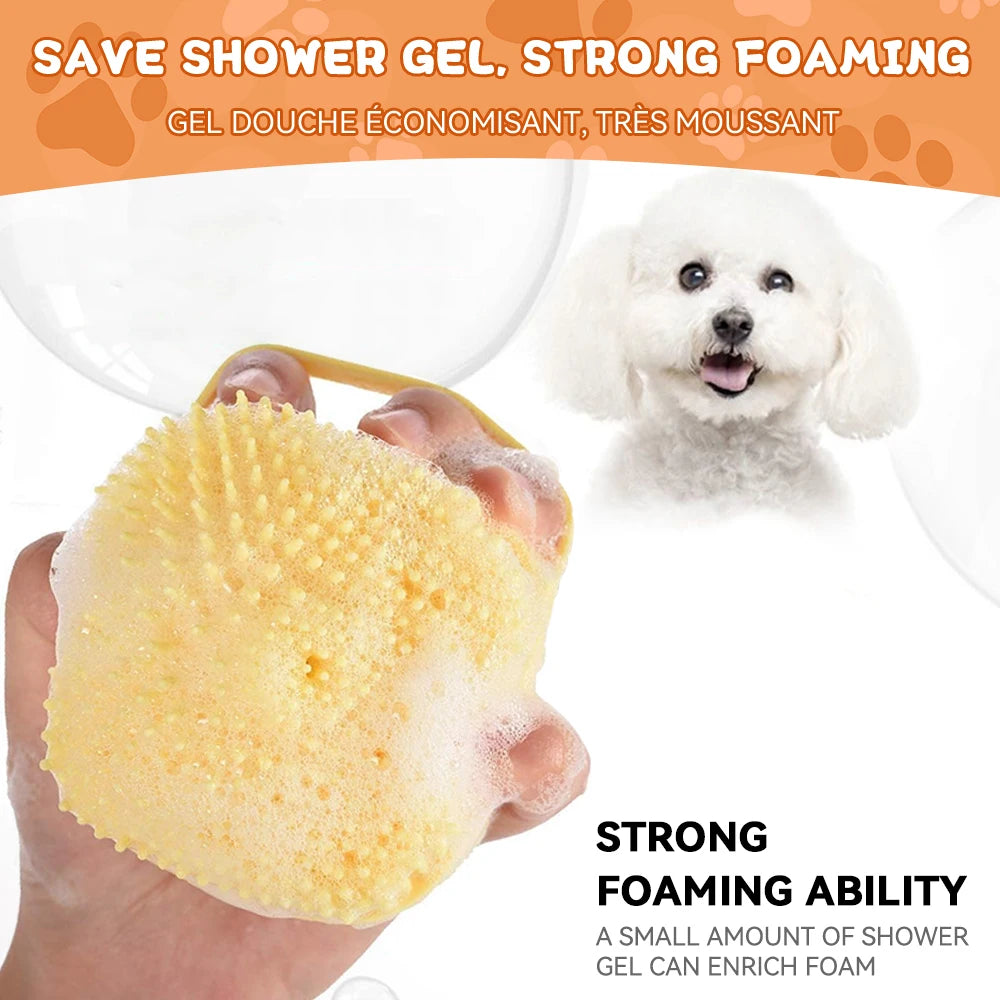 Brosse de bain en silicone souple pour animaux de compagnie, massage, distributeur de shampoing, poils en caoutchouc, douche, outil de toilettage, chiens et chats