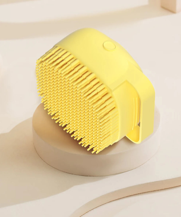 Brosse de bain et massage pour chien et chat – Distributeur de shampoing intégré